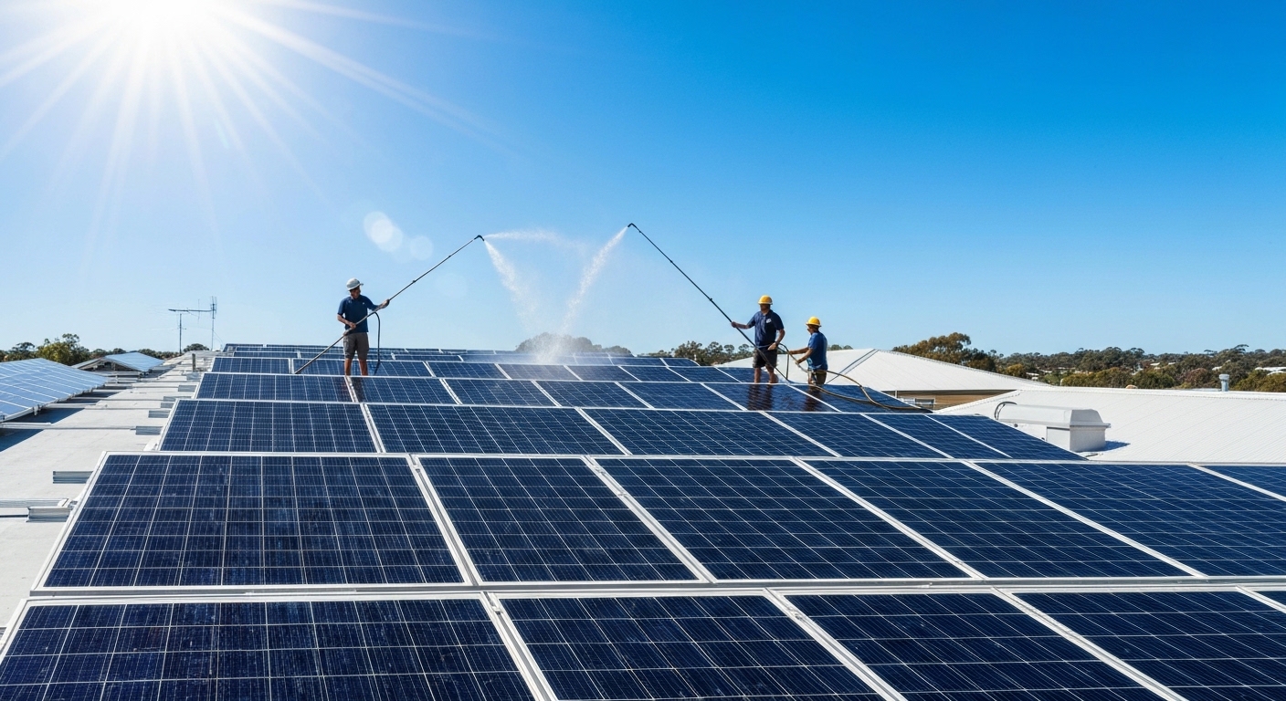 Commercial solar panel cleaning Australia - solar panel cleaning Australia