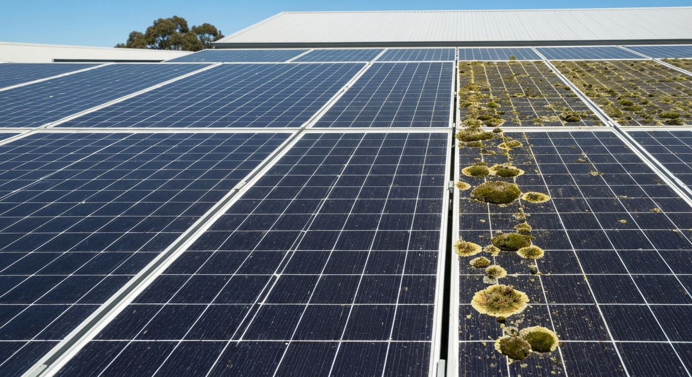 Lichen vs moss on solar panels Australia - solar panel cleaning Australia