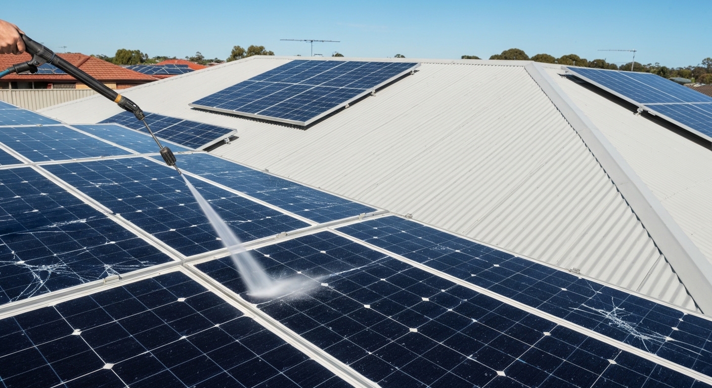 Pressure washing solar panels warranty risks - solar panel cleaning Australia